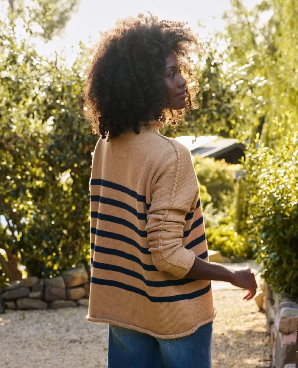 Monterey Cotton Sweater Camel Stripe