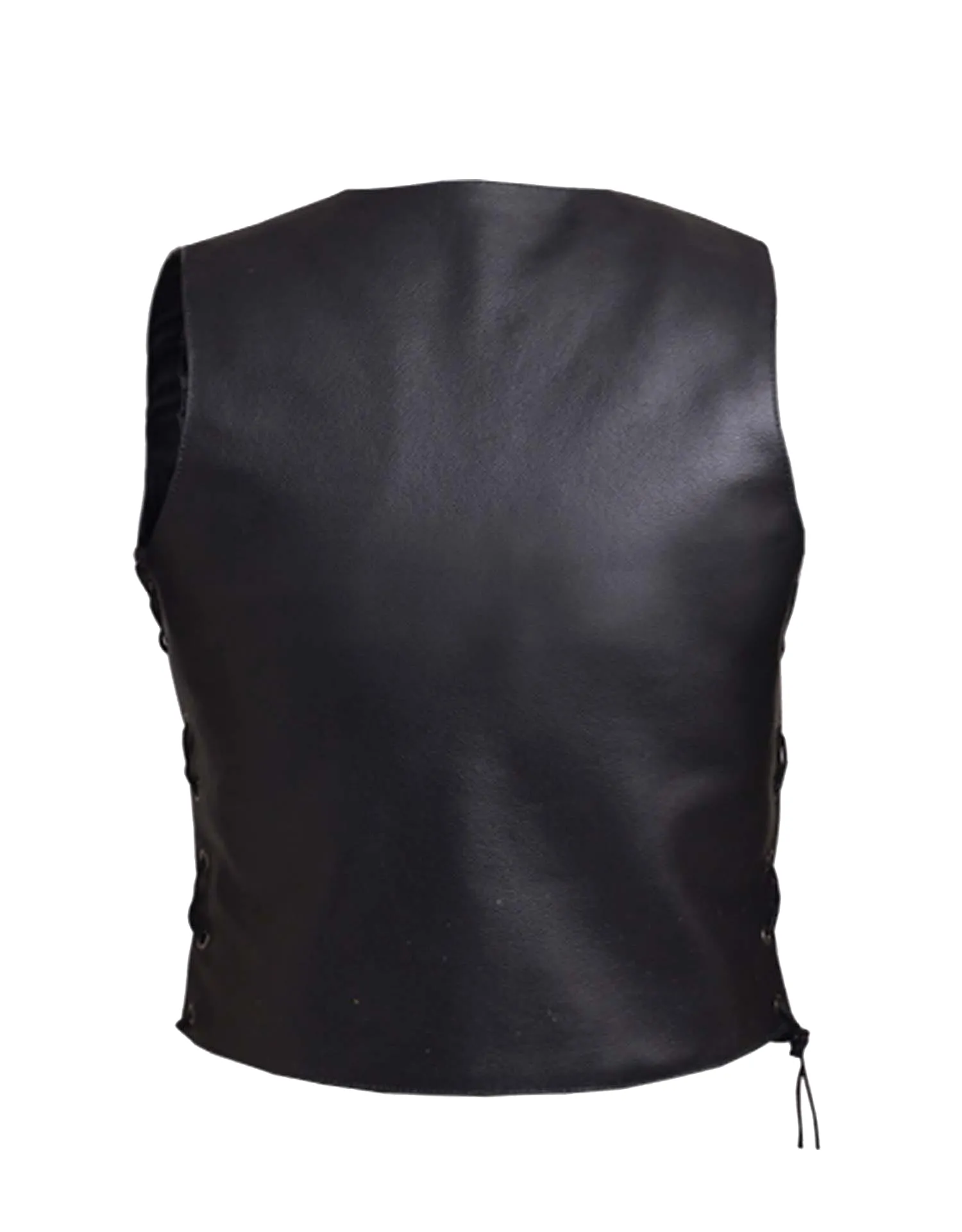 Motorcycle Leather Classic Side Lace Biker Vest GUN POCKET Men  SKU#2632-HX