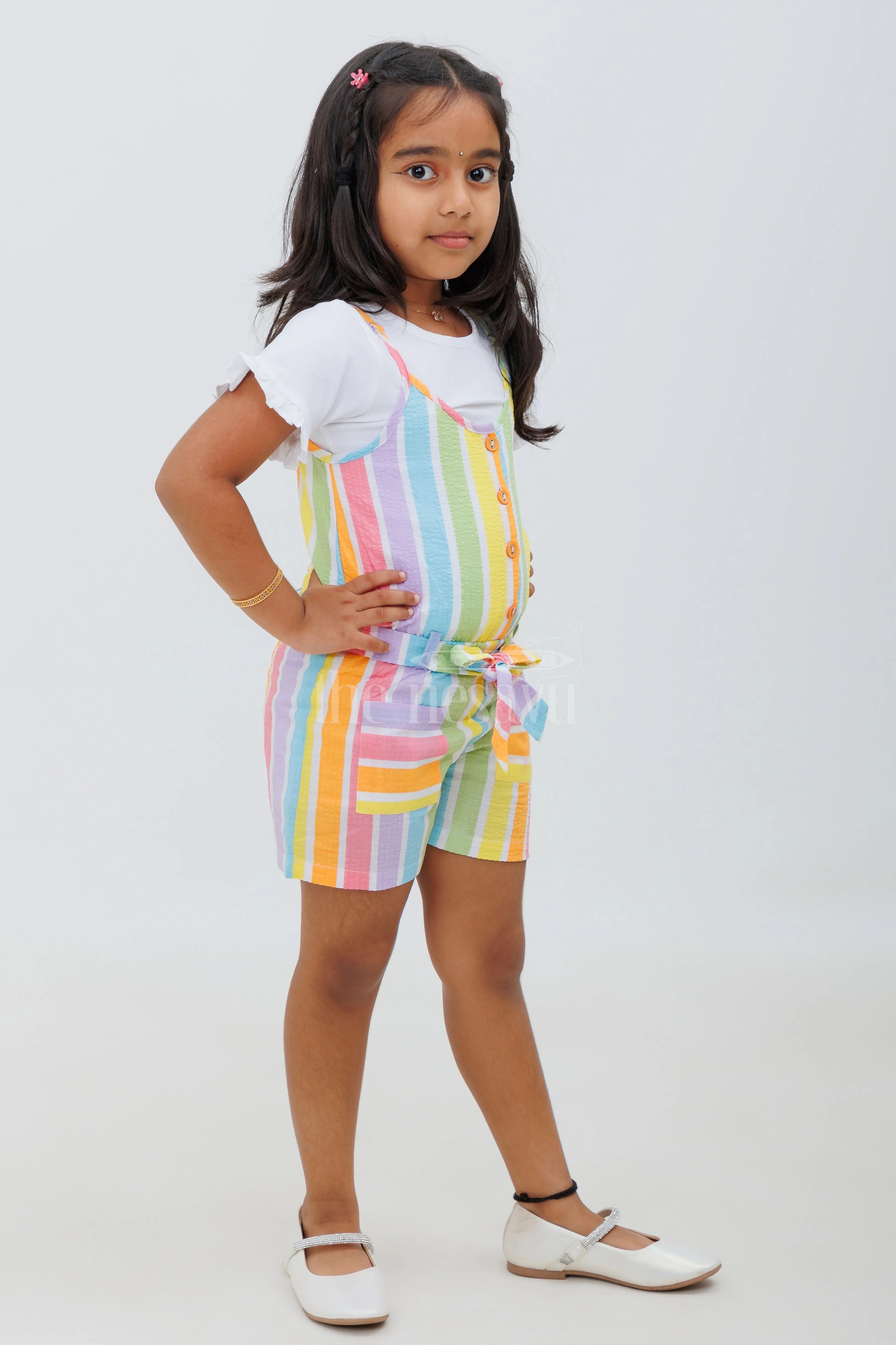Multicolor Striped Baby Jumpsuit Set for Girls