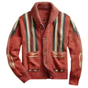 Native American Inspired Mens Autumn Warm Winter Knitted Cardigan Sweater Jacket