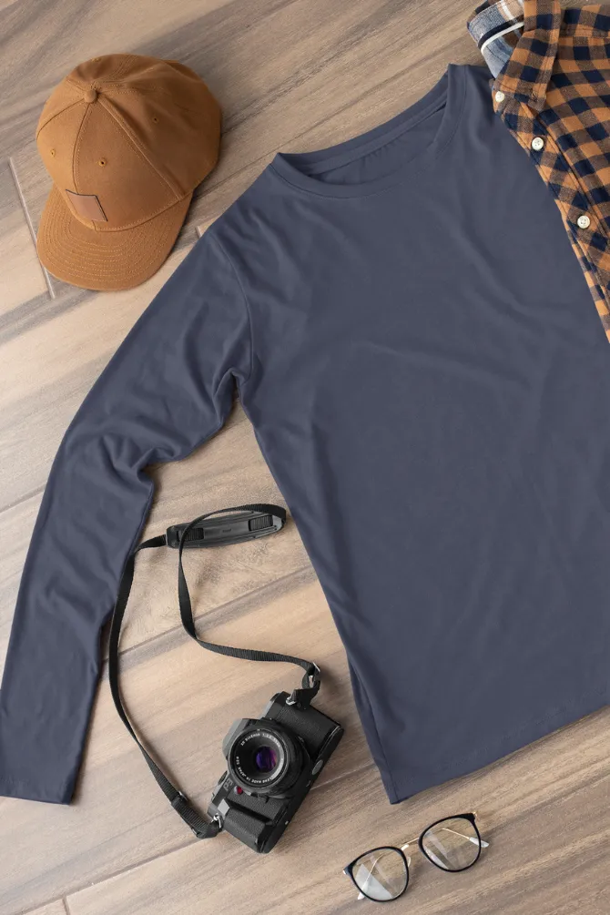Navy Blue Full Sleeve T-shirt for men