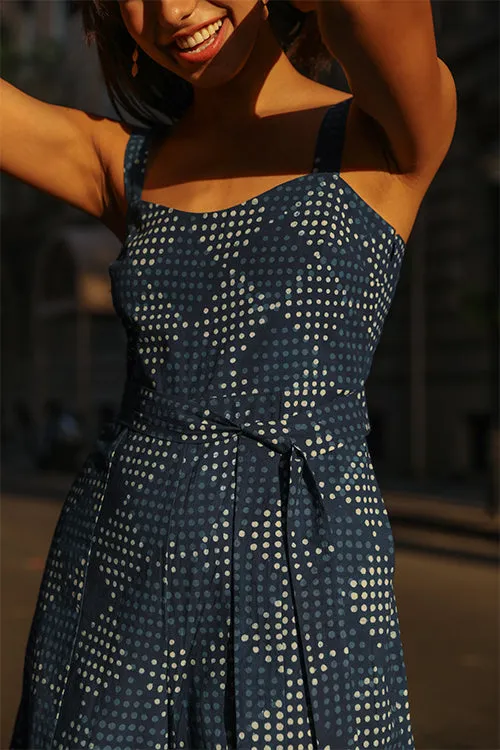 Okhai 'Forget Me Not' Pure Cotton Indigo Sleeveless Jumpsuit