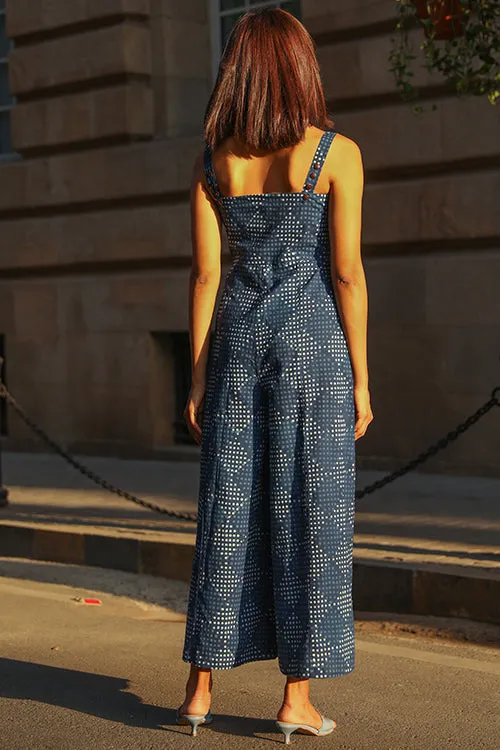Okhai 'Forget Me Not' Pure Cotton Indigo Sleeveless Jumpsuit