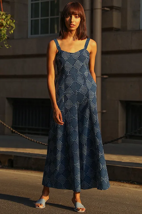 Okhai 'Forget Me Not' Pure Cotton Indigo Sleeveless Jumpsuit