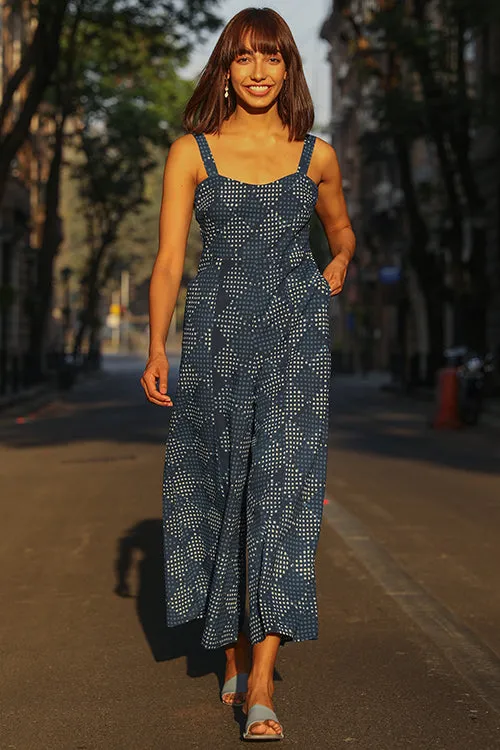 Okhai 'Forget Me Not' Pure Cotton Indigo Sleeveless Jumpsuit