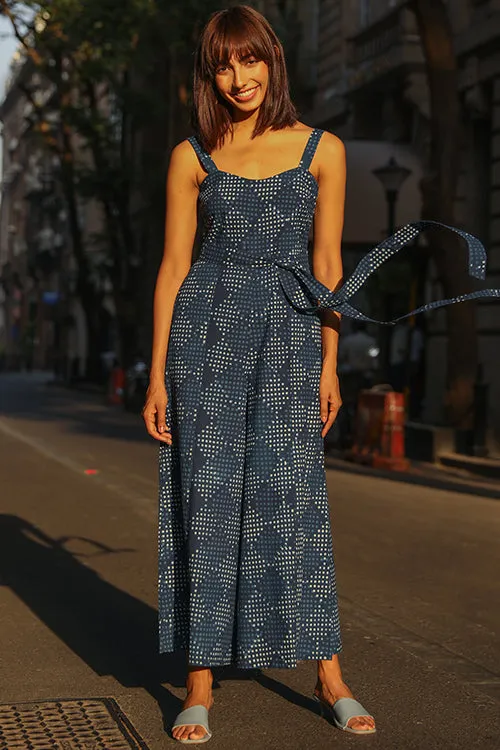 Okhai 'Forget Me Not' Pure Cotton Indigo Sleeveless Jumpsuit