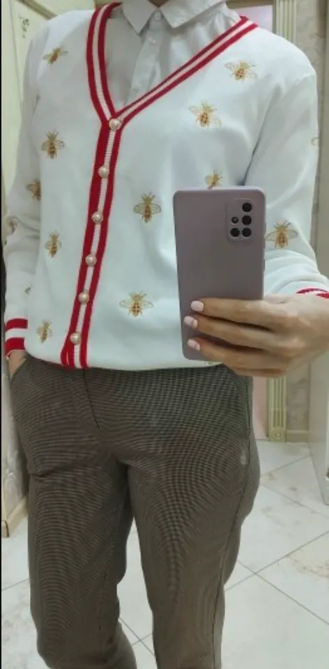 Preppy Bee Embroidered Cardigan