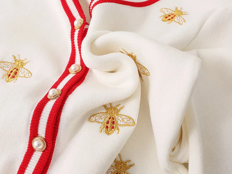 Preppy Bee Embroidered Cardigan