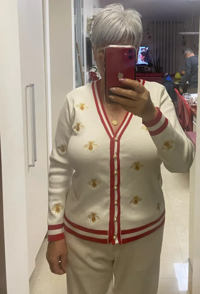 Preppy Bee Embroidered Cardigan
