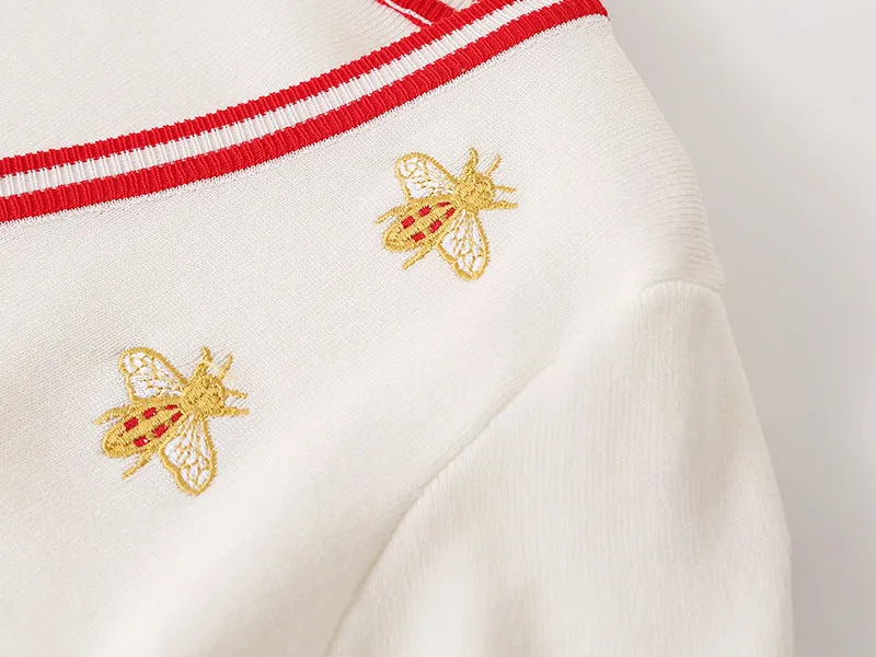 Preppy Bee Embroidered Cardigan