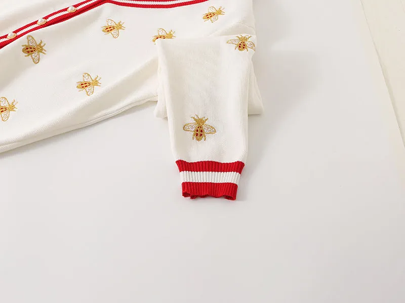 Preppy Bee Embroidered Cardigan