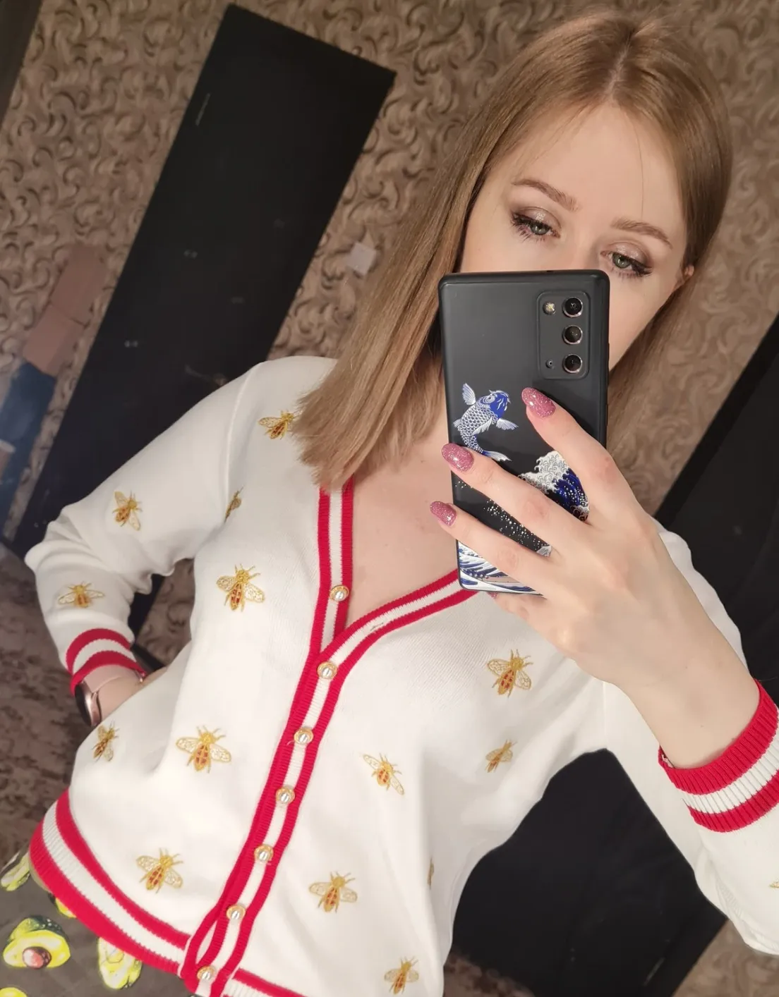 Preppy Bee Embroidered Cardigan