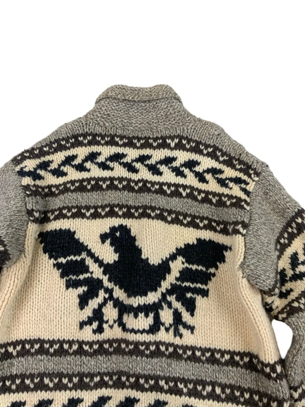 RALPH LAUREN RL CHAPS HAND KNIT WOOL COWICHAN STYLE CARDIGAN ROCKABILLY L 42