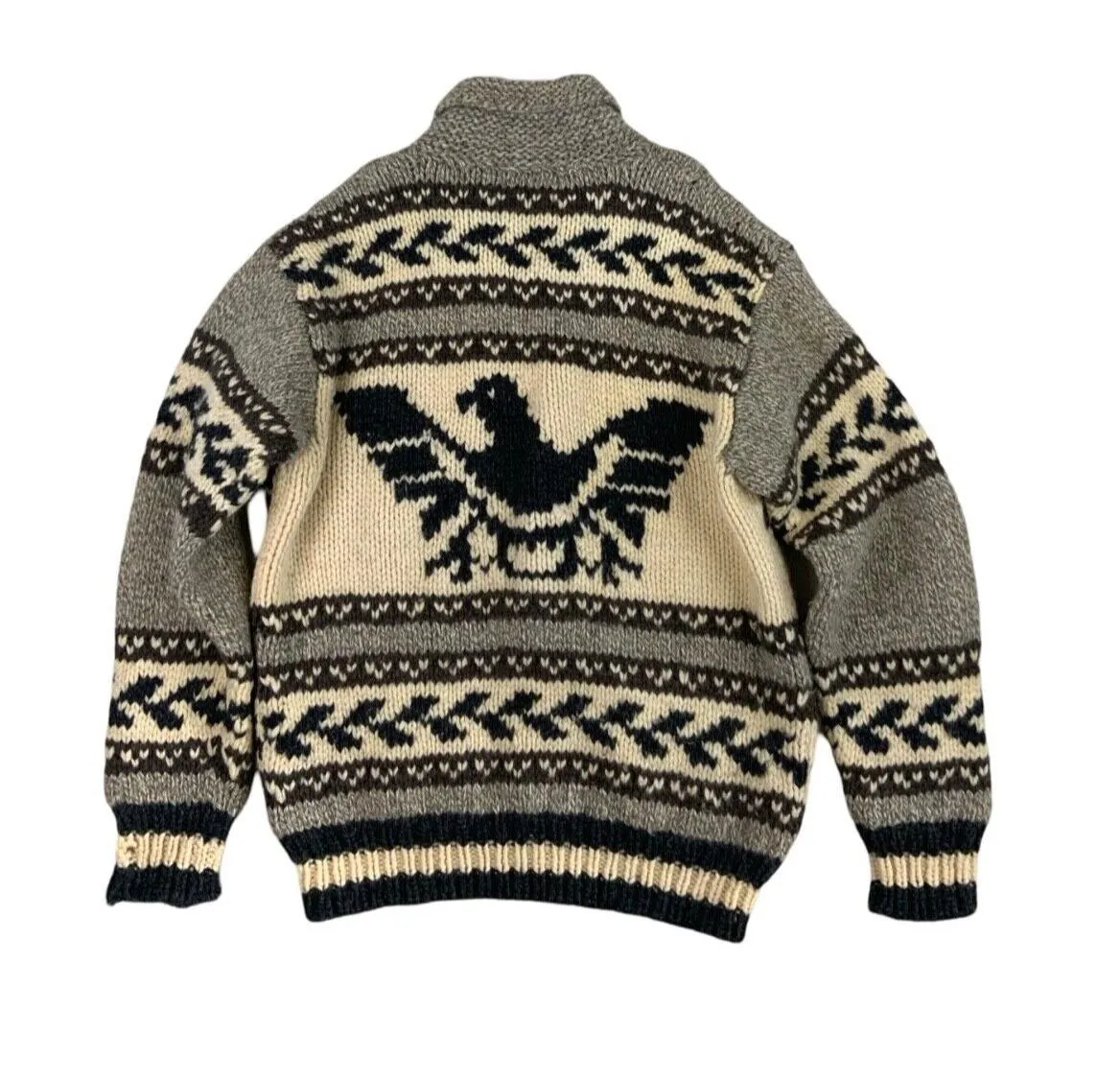 RALPH LAUREN RL CHAPS HAND KNIT WOOL COWICHAN STYLE CARDIGAN ROCKABILLY L 42