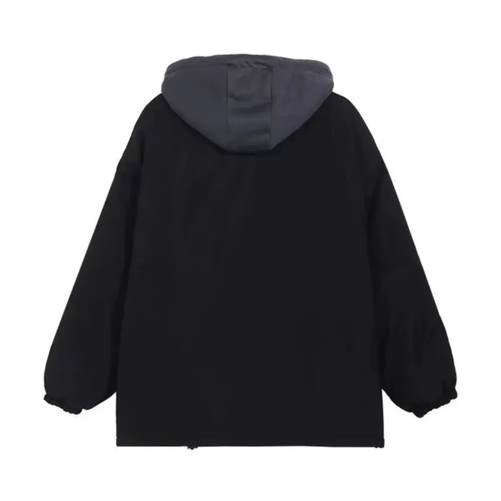 Retro Contrast Color Fake Two Pieces Coat