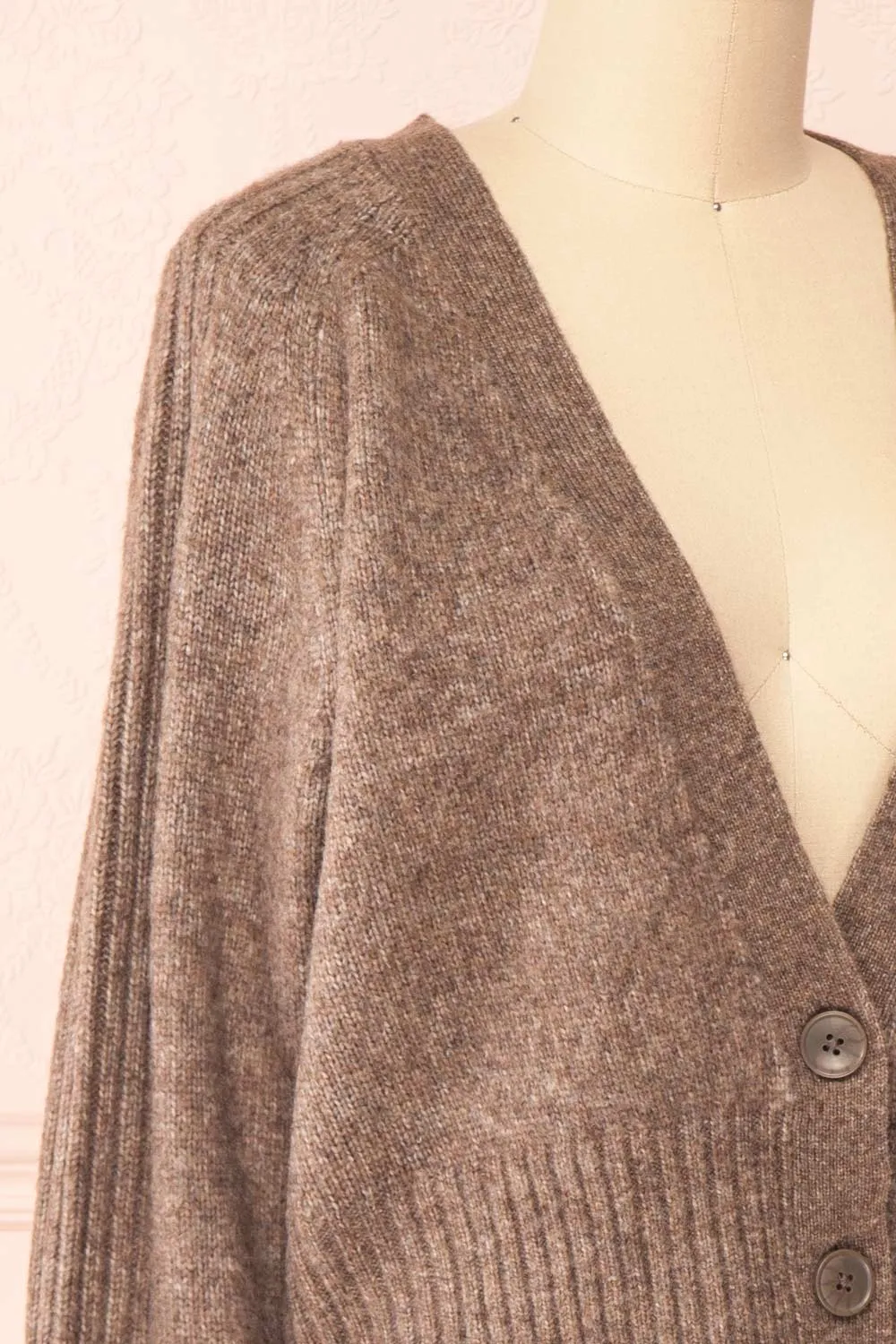 Sansia Taupe | Soft V-Neck Cardigan