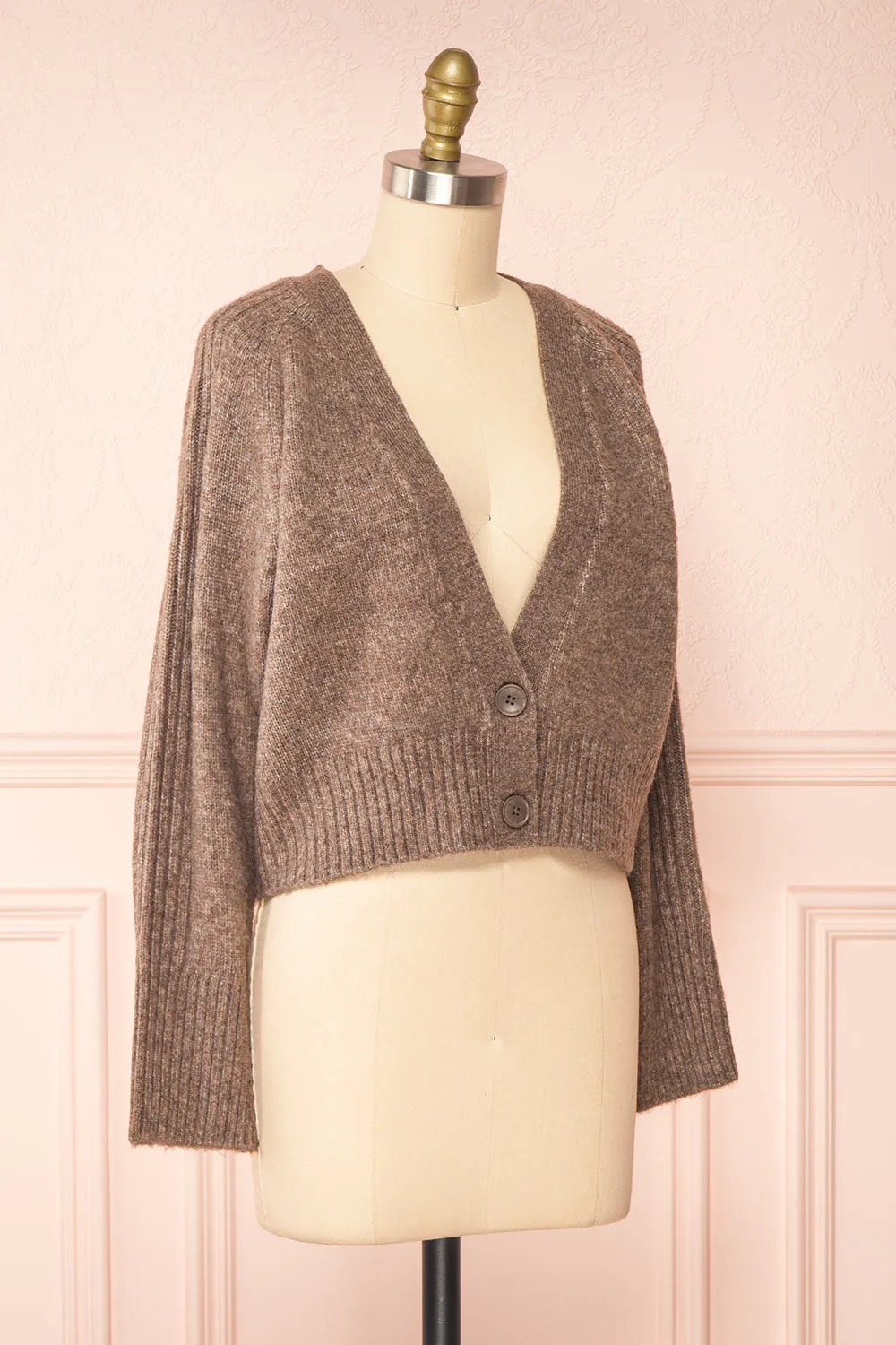 Sansia Taupe | Soft V-Neck Cardigan