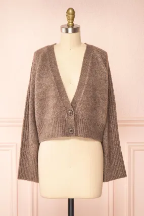 Sansia Taupe | Soft V-Neck Cardigan