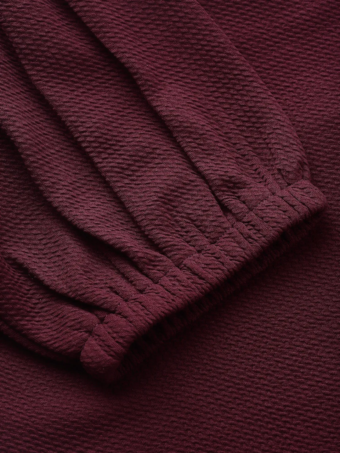 Style Quotient Women Maroon Poly Knit Smart Casual Top