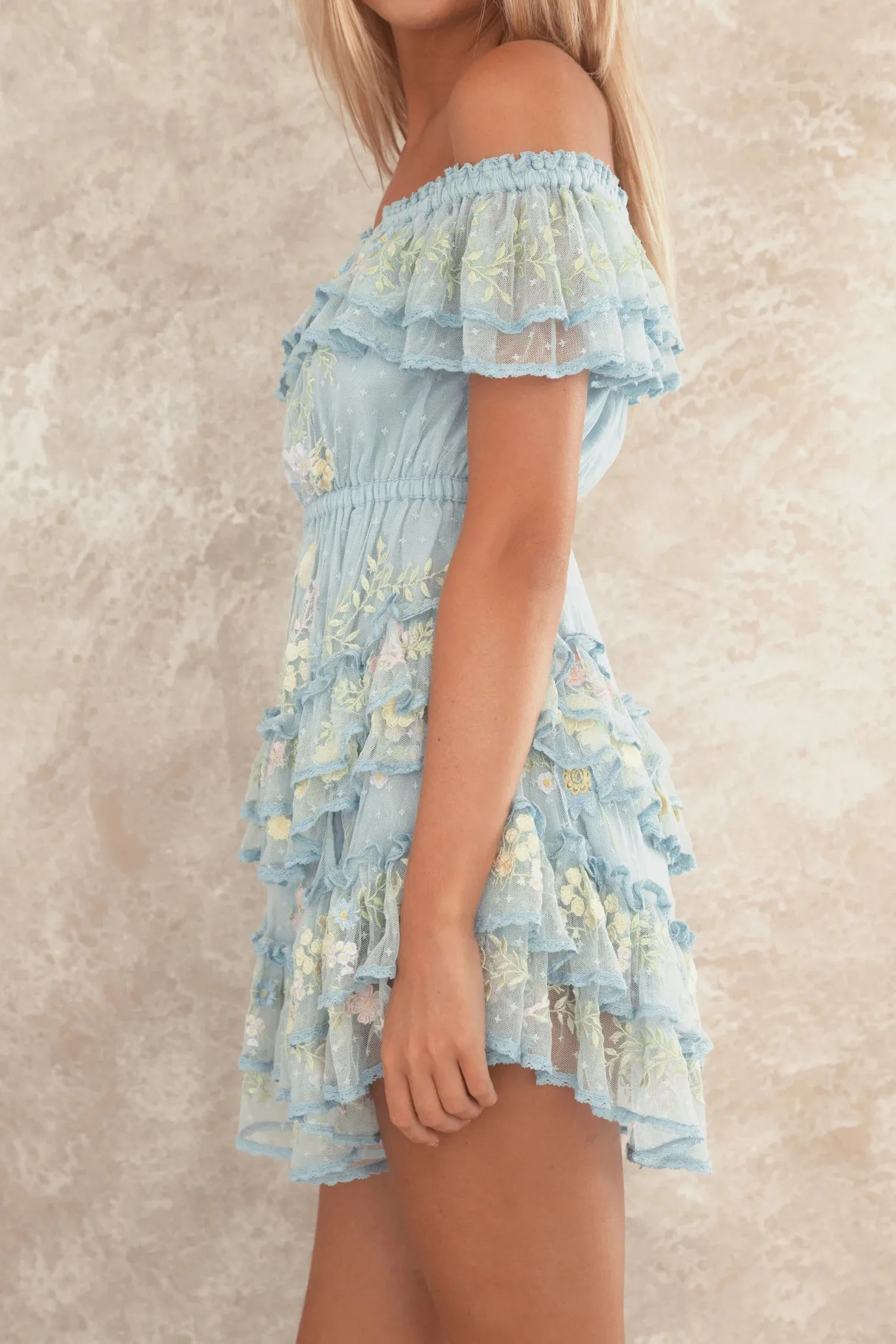 Sweet Pea Tambourine Mini Dress in Baby Blue
