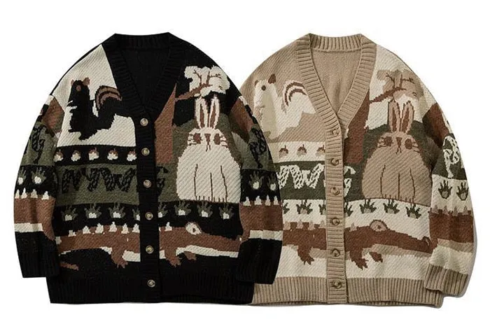 Ugly Woodland Critters Knitted Sweater Cardigans