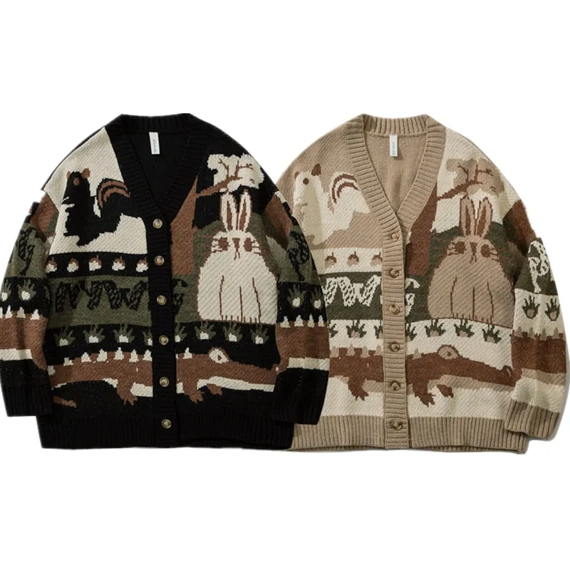 Ugly Woodland Critters Knitted Sweater Cardigans