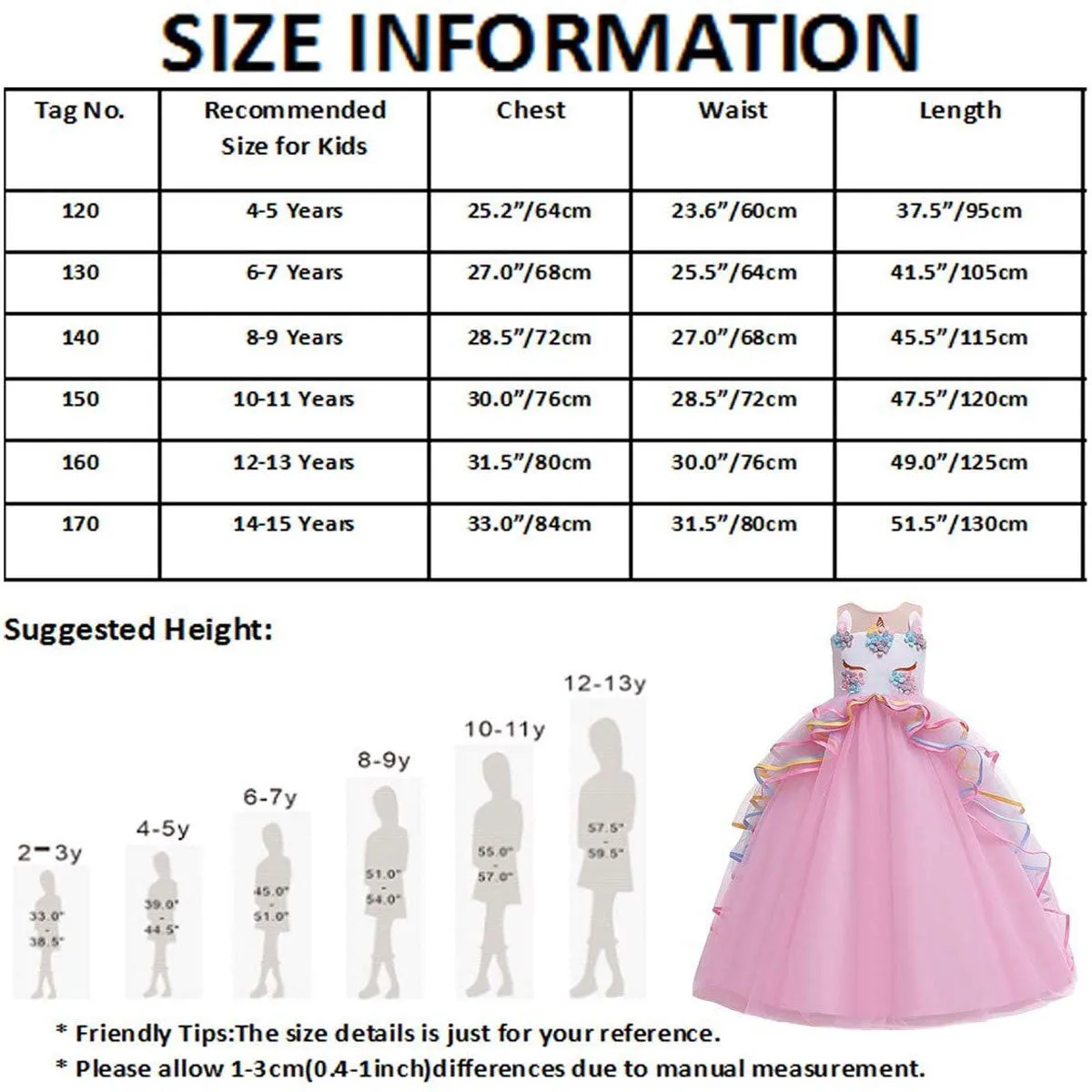 Unicorn Princess Costume Birthday Pageant Party Dance Performance Carnival Long Maxi Tulle Fancy Dress Up Outfits - Blue