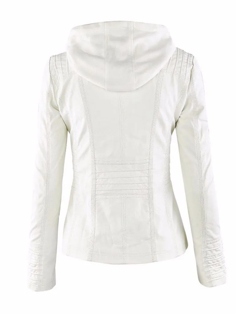 VenusFox Windproof Faux Leather Jacket Plus Size