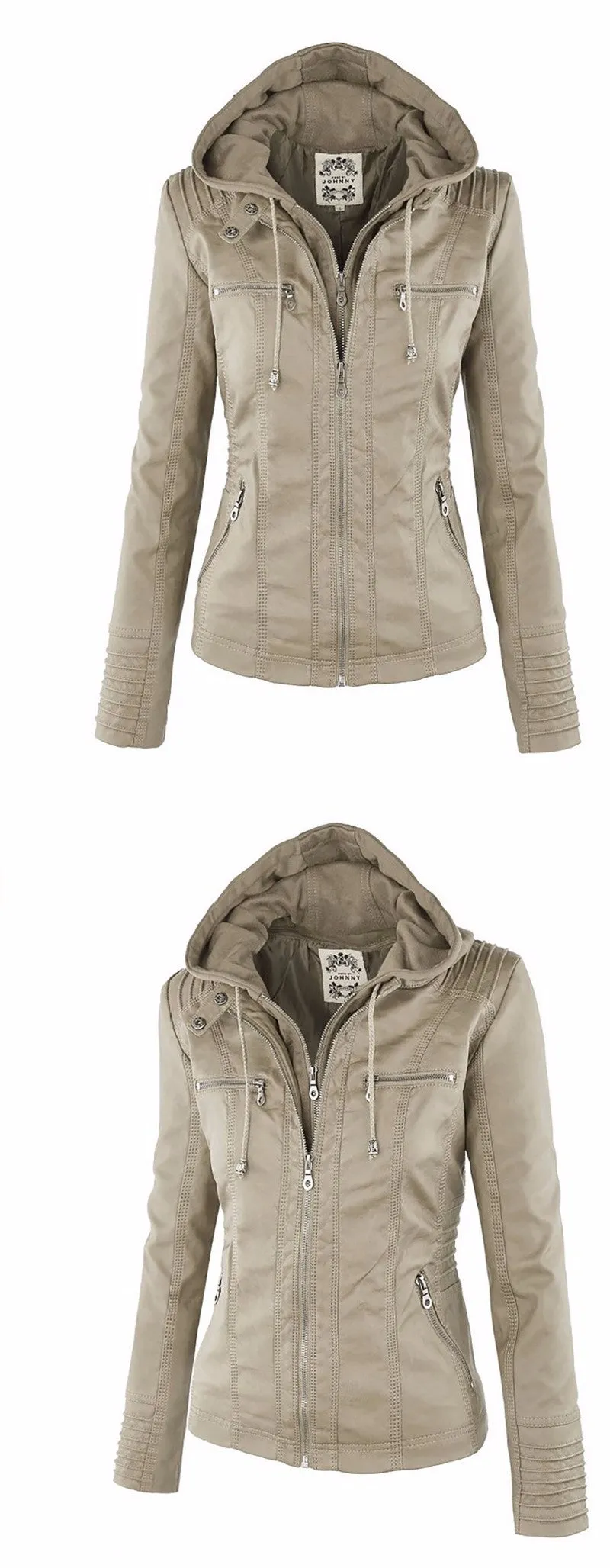 VenusFox Windproof Faux Leather Jacket Plus Size