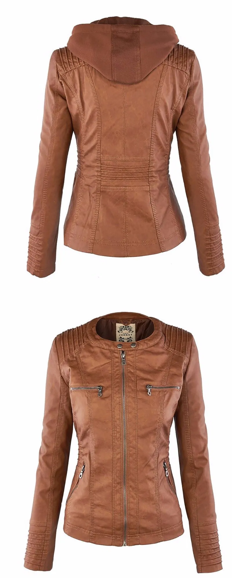 VenusFox Windproof Faux Leather Jacket Plus Size