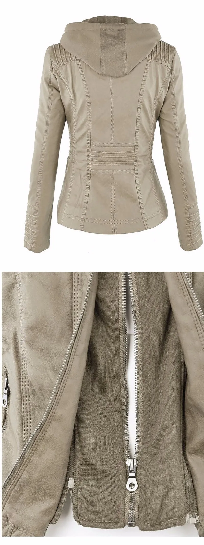 VenusFox Windproof Faux Leather Jacket Plus Size