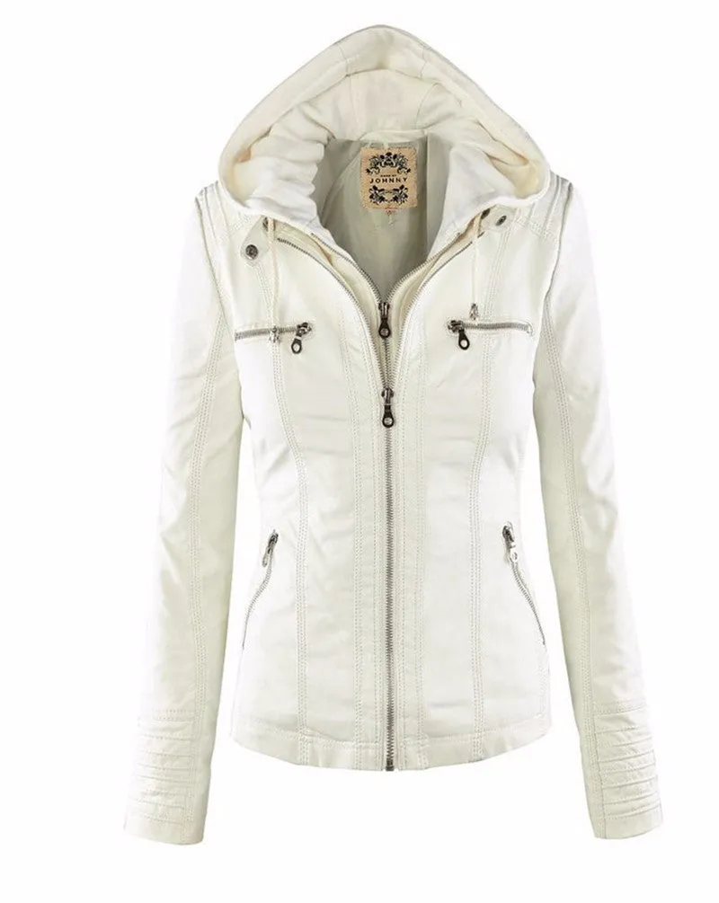 VenusFox Windproof Faux Leather Jacket Plus Size