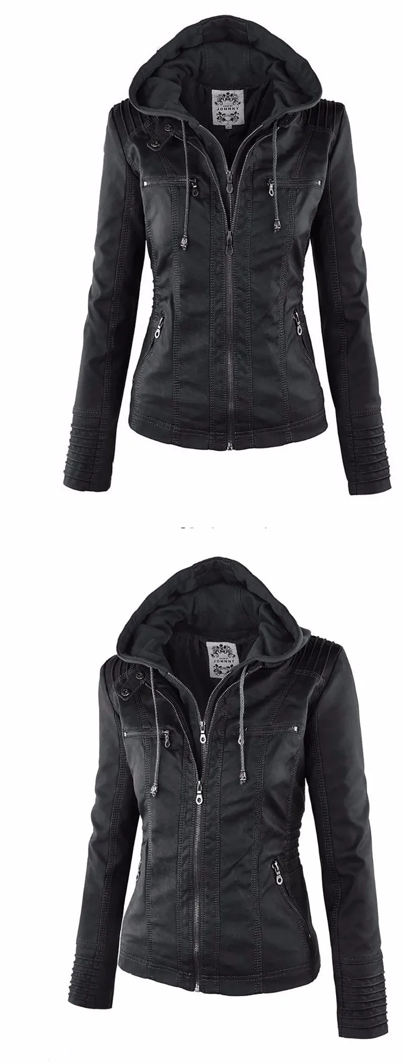 VenusFox Windproof Faux Leather Jacket Plus Size
