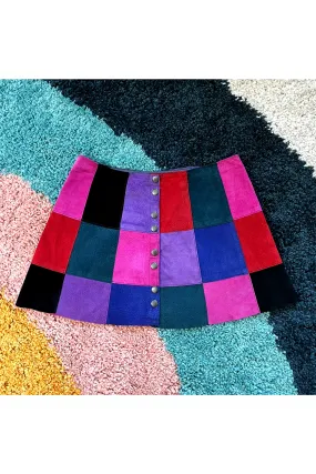 Vintage Mod Multicolor Patchwork Skirt - 28” Waist