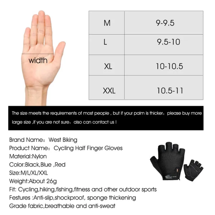 WEST BIKING YP0211218 Cycling Breathable Short Gloves Non-Slip Half Finger Gloves, Size: XL(Red)