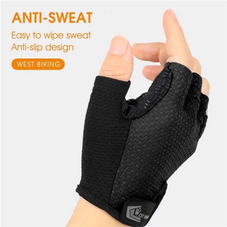 WEST BIKING YP0211218 Cycling Breathable Short Gloves Non-Slip Half Finger Gloves, Size: XL(Red)