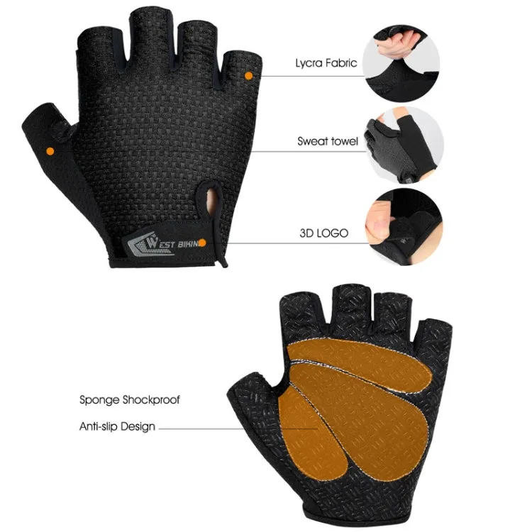 WEST BIKING YP0211218 Cycling Breathable Short Gloves Non-Slip Half Finger Gloves, Size: XL(Red)