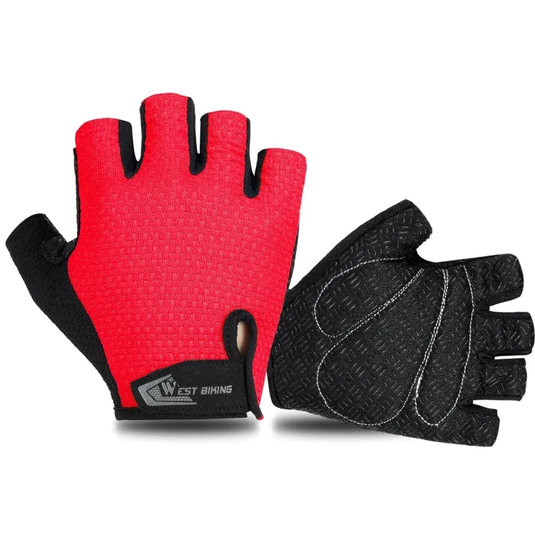 WEST BIKING YP0211218 Cycling Breathable Short Gloves Non-Slip Half Finger Gloves, Size: XL(Red)
