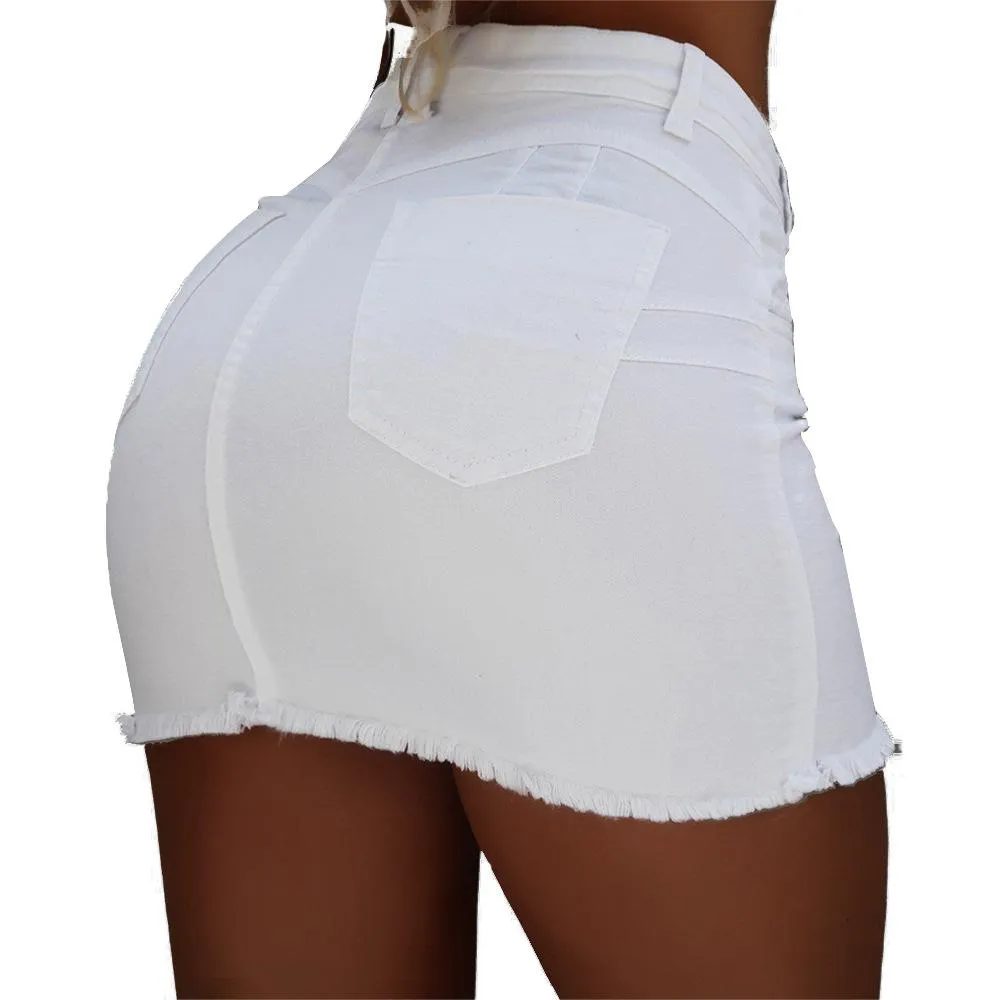 Women Button Denim Jeans Bodycon Mini Skirts