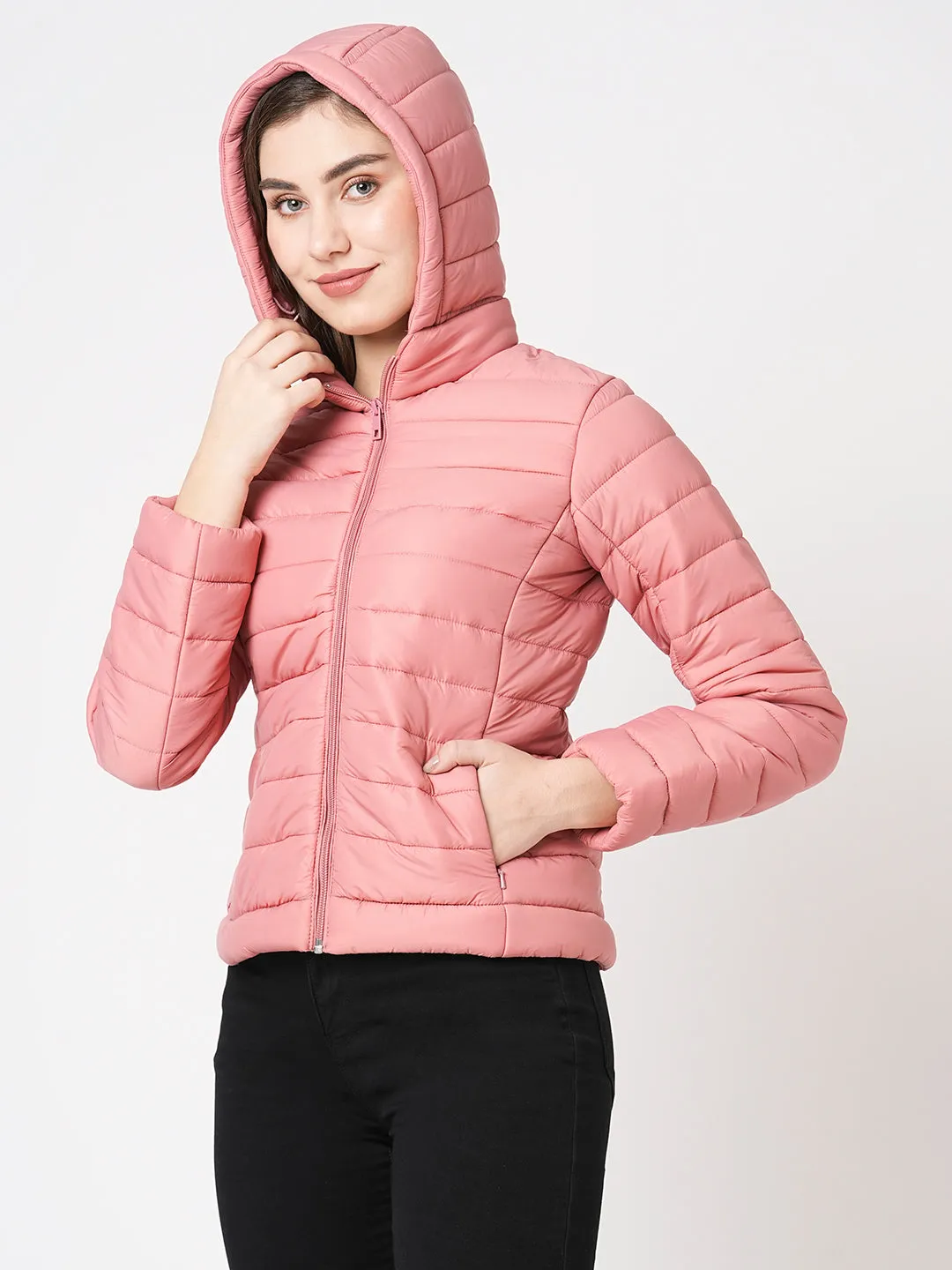Women Hooded Puffer Slim Fit Jacket