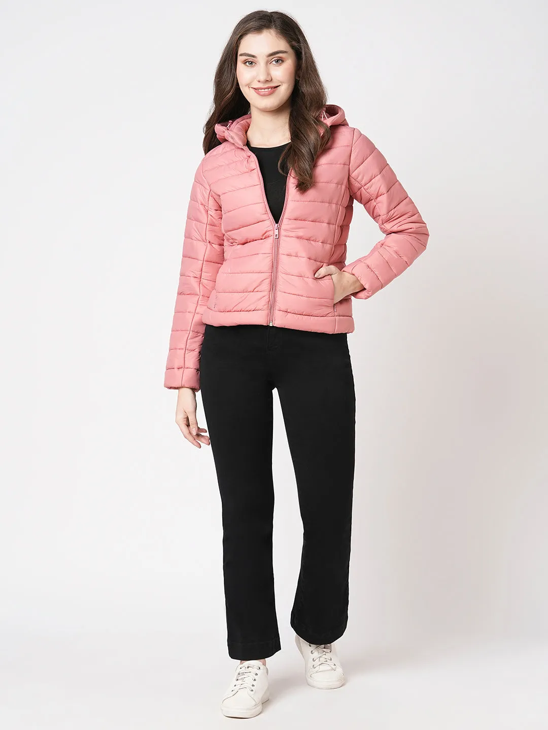 Women Hooded Puffer Slim Fit Jacket