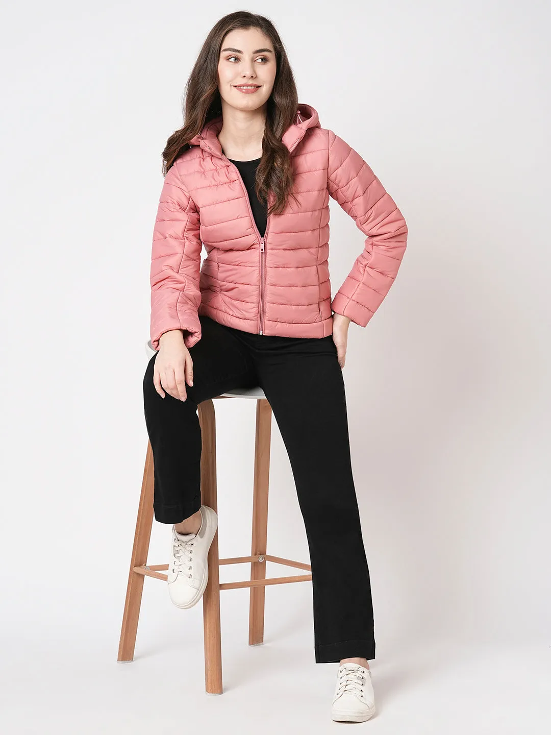 Women Hooded Puffer Slim Fit Jacket