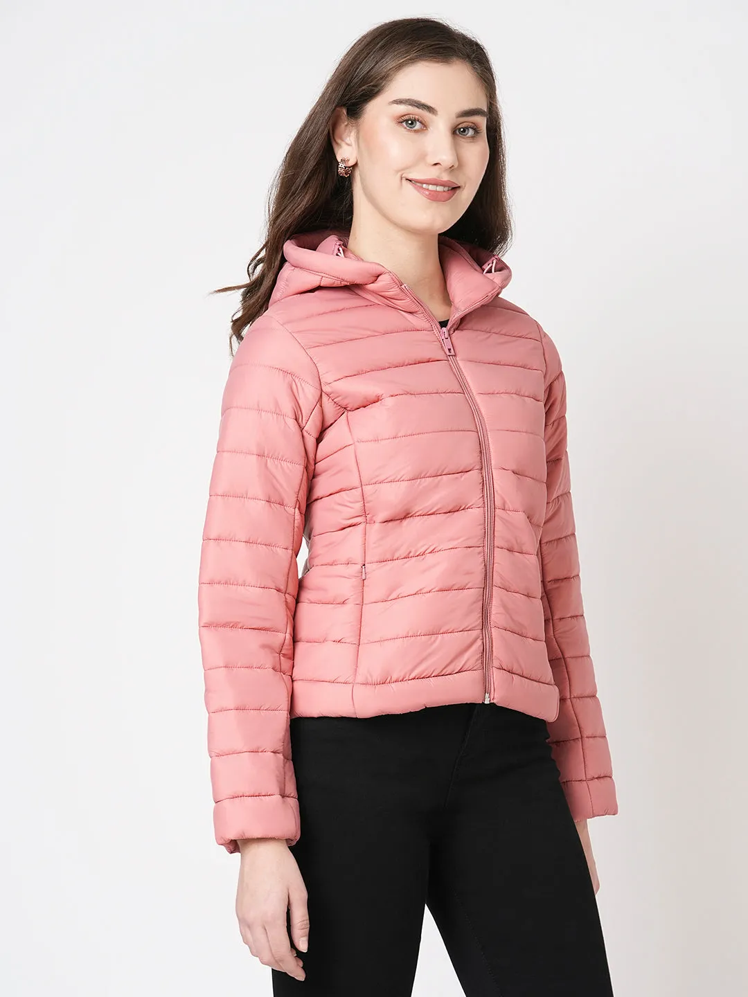 Women Hooded Puffer Slim Fit Jacket