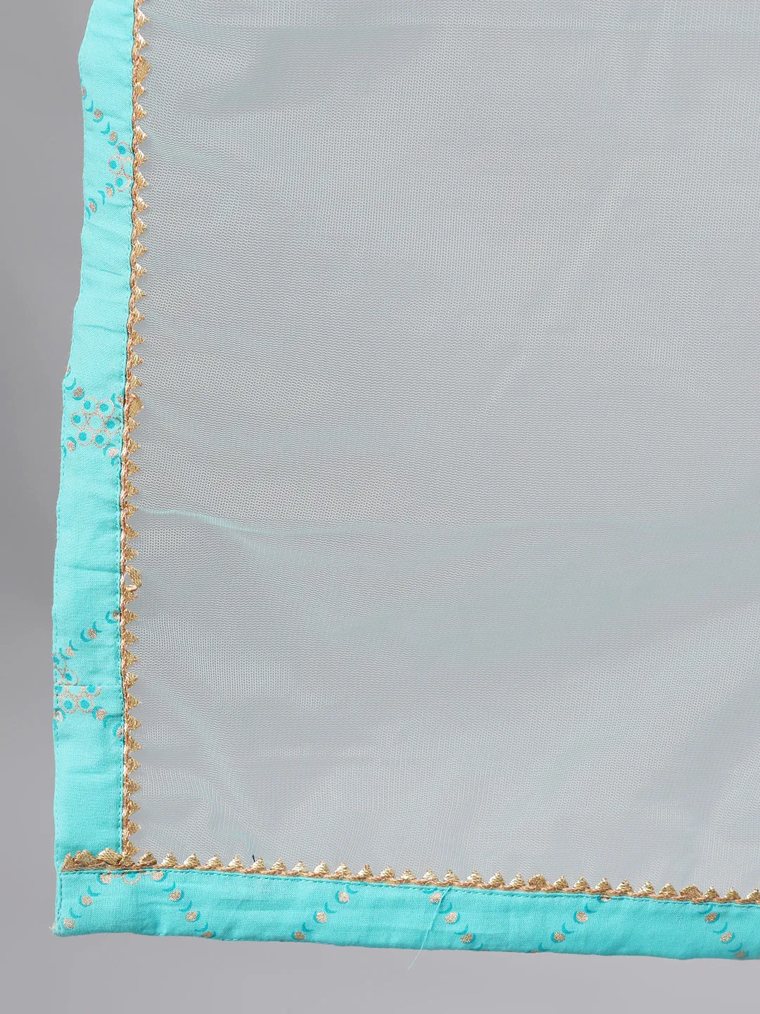 Women Skyblue Three-Quarter Sleeves Straight Kurta Skirt Set With Dupatta
